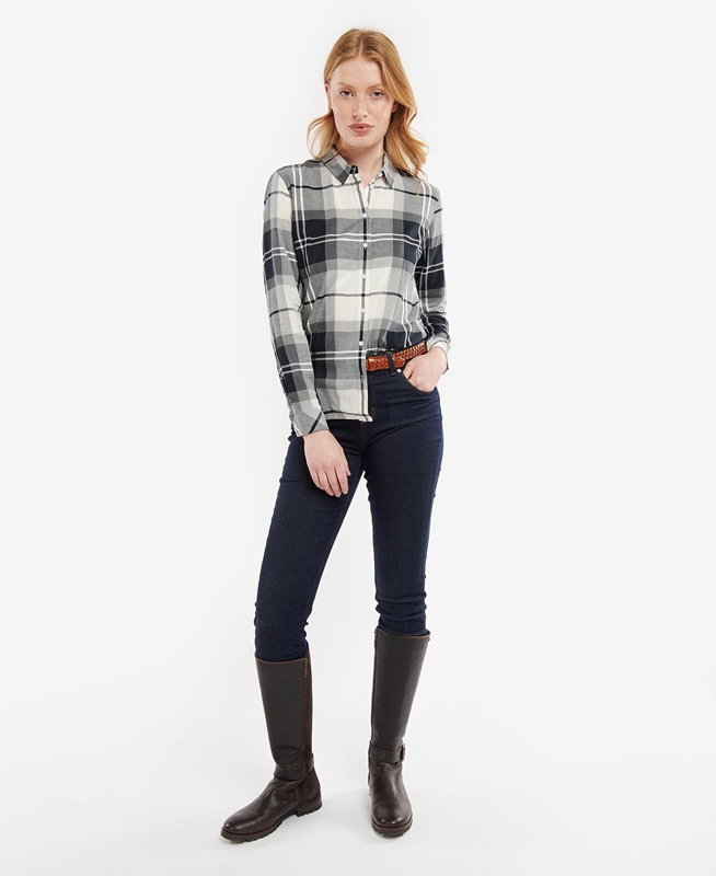 Camisas Barbour Bredon Mujer Negras Gris | 451378-PHL