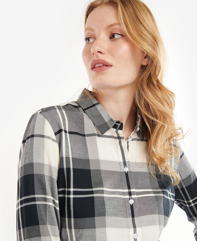 Camisas Barbour Bredon Mujer Negras Gris | 451378-PHL
