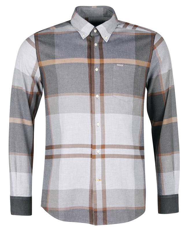 Camisas Barbour Dunoon Taillored Hombre Gris | 678392-ICQ