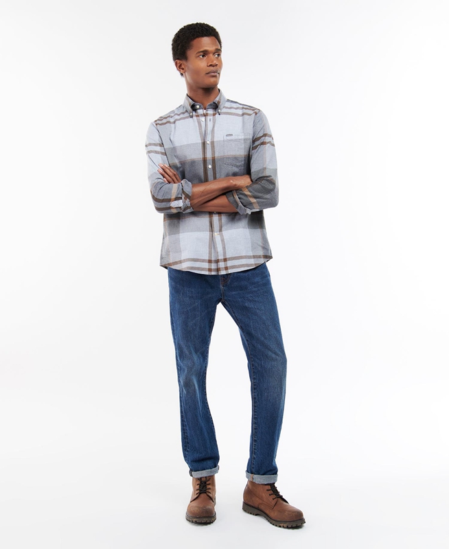 Camisas Barbour Dunoon Taillored Hombre Gris | 678392-ICQ