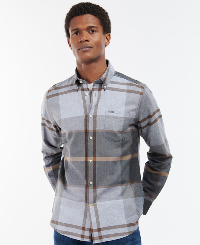 Camisas Barbour Dunoon Taillored Hombre Gris | 678392-ICQ
