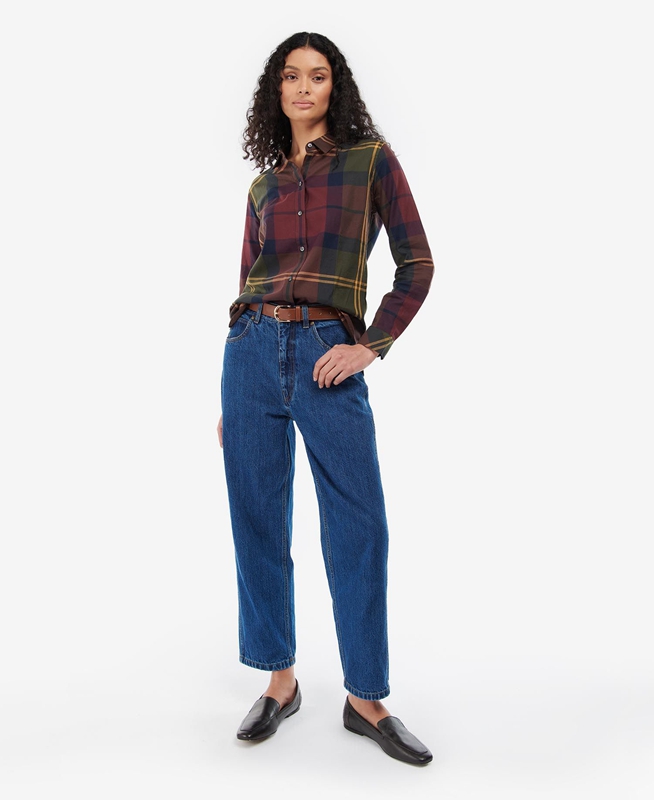 Camisas Barbour Moorland Mujer Burdeos | 052384-LXN
