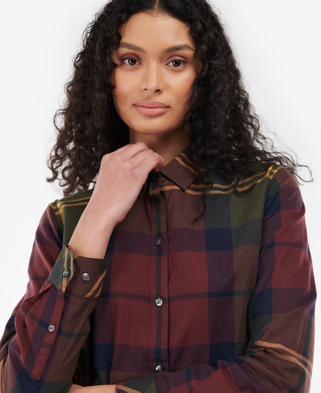 Camisas Barbour Moorland Mujer Burdeos | 052384-LXN