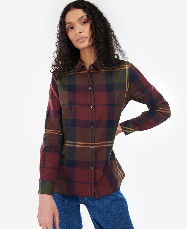 Camisas Barbour Moorland Mujer Burdeos | 052384-LXN