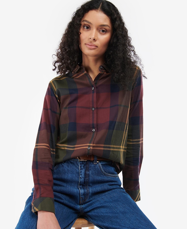 Camisas Barbour Moorland Mujer Burdeos | 052384-LXN