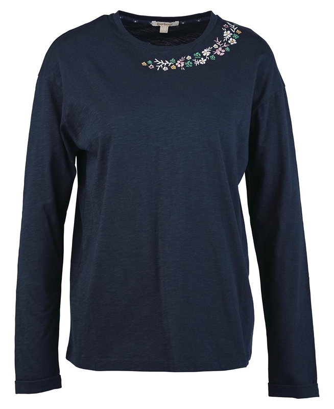 Camiseta Barbour Amberley Mujer Azul Marino | 103596-VHW