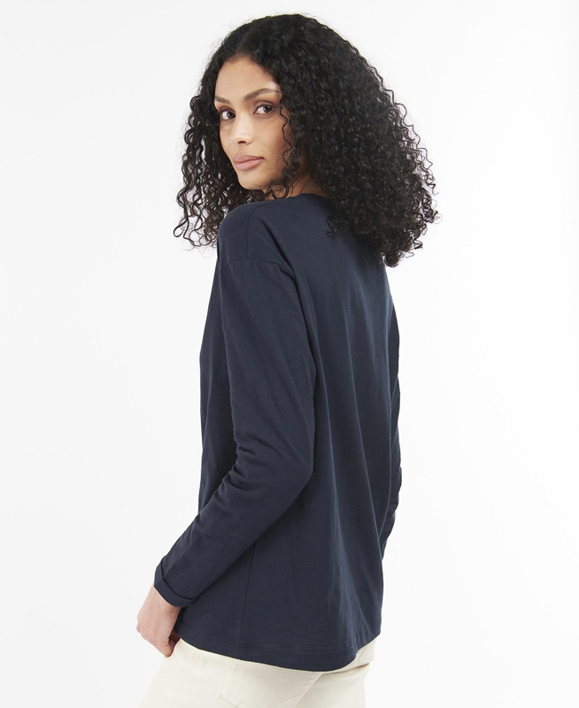 Camiseta Barbour Amberley Mujer Azul Marino | 103596-VHW