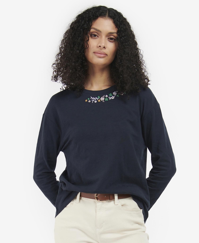 Camiseta Barbour Amberley Mujer Azul Marino | 103596-VHW