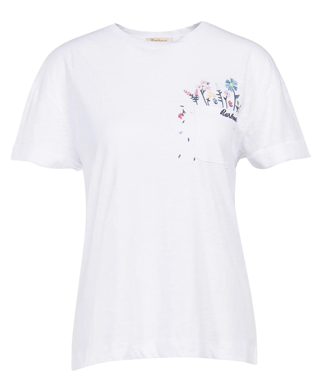 Camiseta Barbour Evergreen Mujer Blancas | 419738-UHK