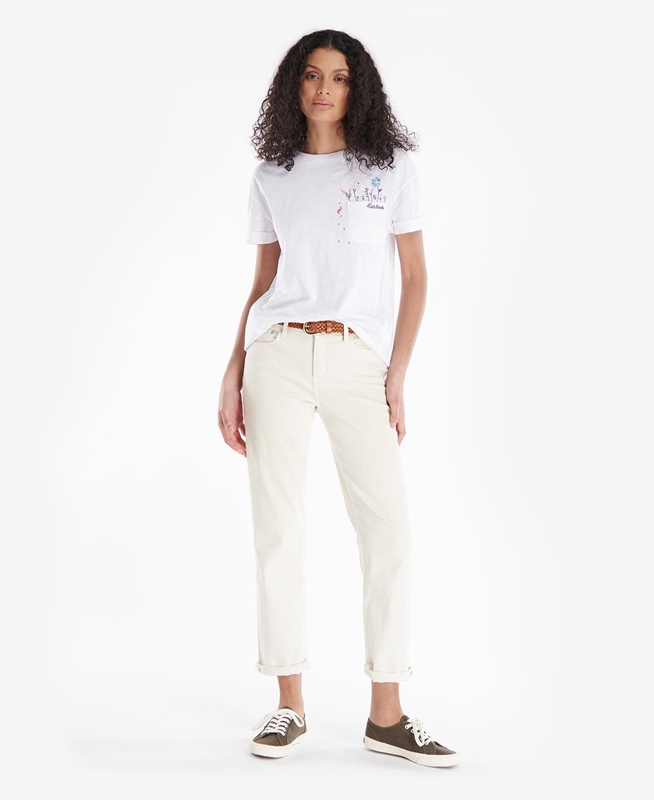 Camiseta Barbour Evergreen Mujer Blancas | 419738-UHK