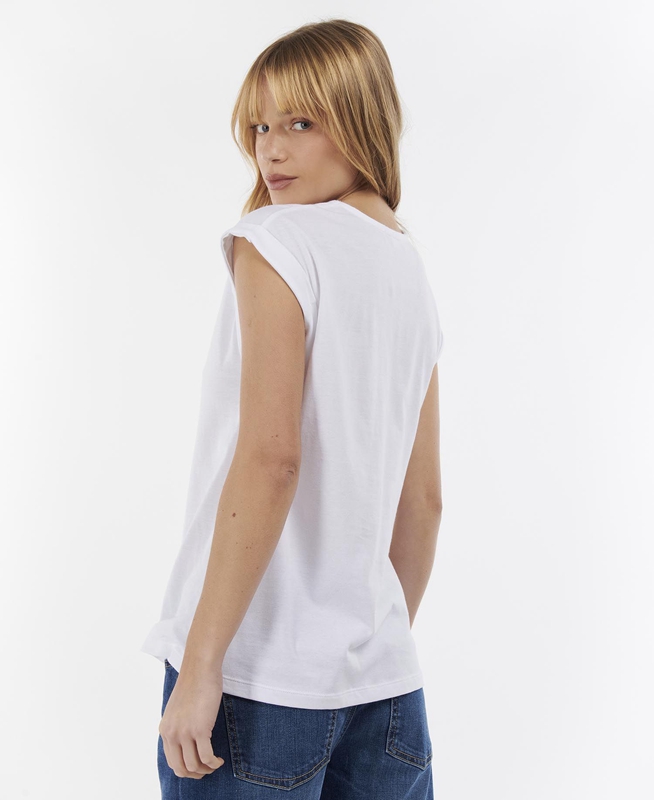 Camiseta Barbour Fairburn Mujer Blancas | 473160-MLJ