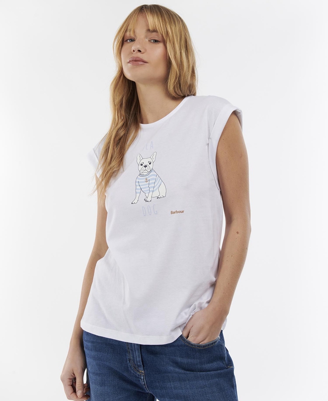Camiseta Barbour Fairburn Mujer Blancas | 473160-MLJ