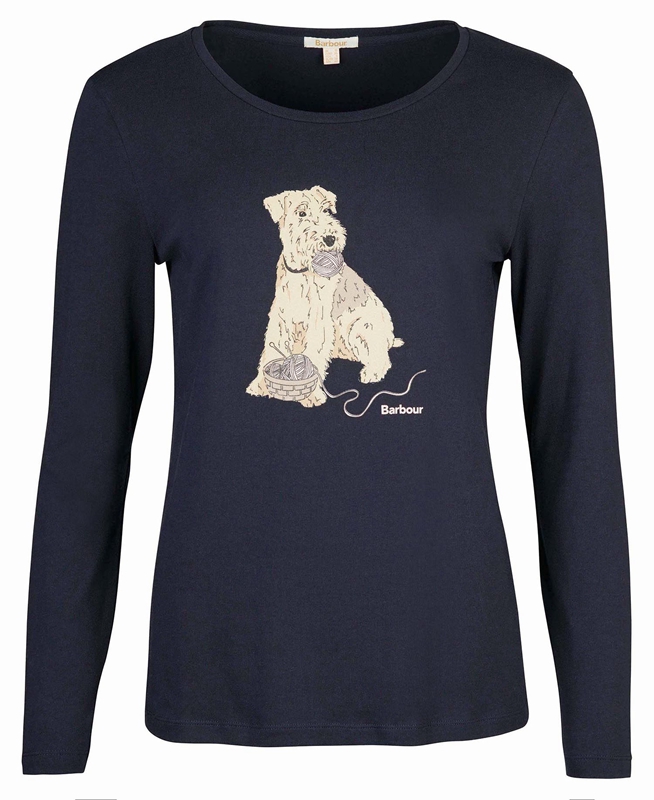 Camiseta Barbour Fairsfield Long Sleeve Mujer Azul Marino | 216397-BJL