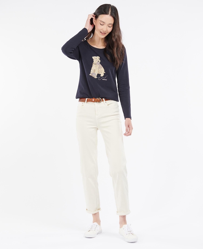 Camiseta Barbour Fairsfield Long Sleeve Mujer Azul Marino | 216397-BJL