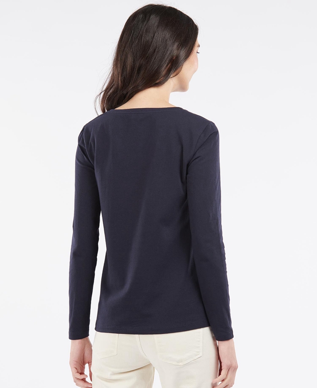 Camiseta Barbour Fairsfield Long Sleeve Mujer Azul Marino | 216397-BJL