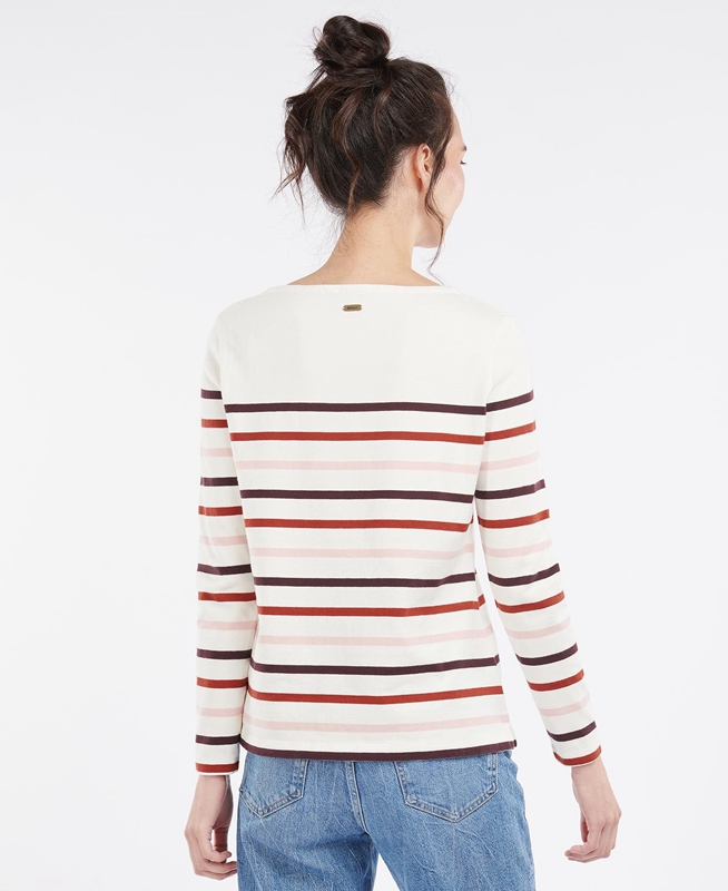 Camiseta Barbour Hawkins Top Mujer Creme | 271943-GWJ