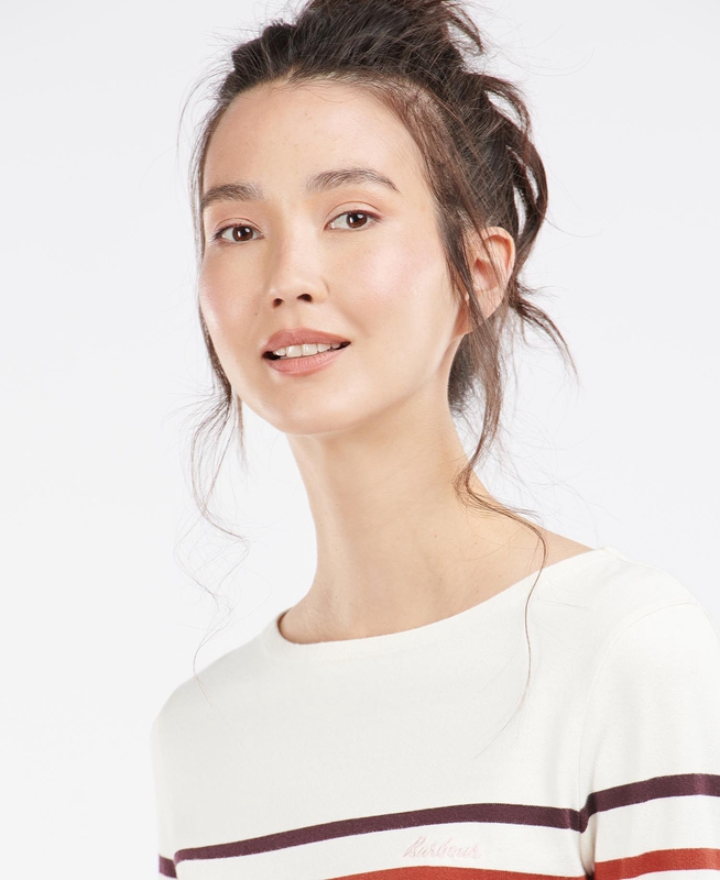 Camiseta Barbour Hawkins Top Mujer Creme | 271943-GWJ