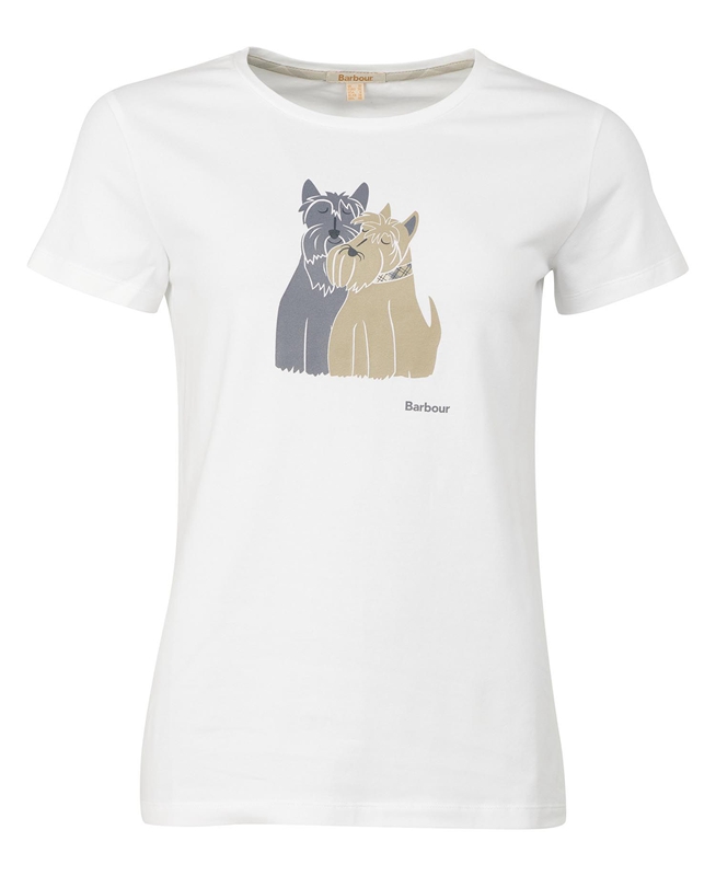 Camiseta Barbour Highlands Mujer Blancas | 913508-JHD