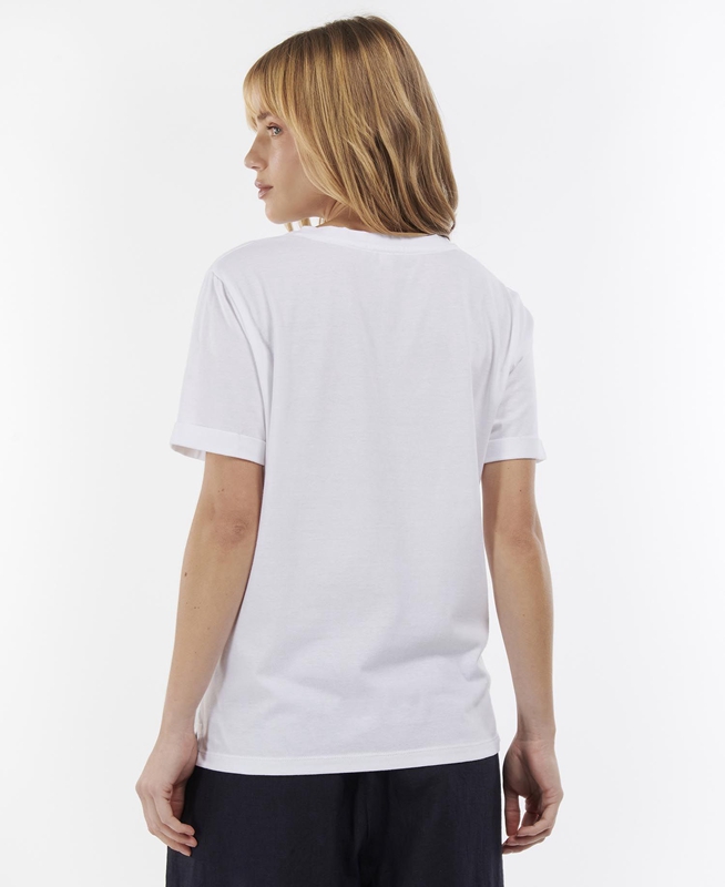Camiseta Barbour Hopewell Mujer Blancas | 197652-XAU