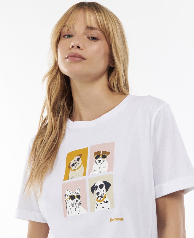 Camiseta Barbour Hopewell Mujer Blancas | 197652-XAU