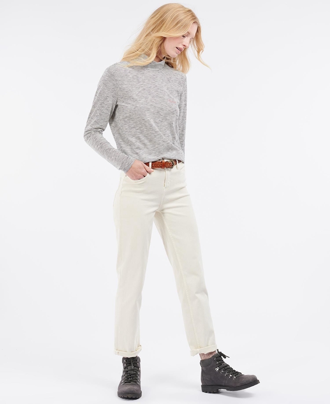 Camiseta Barbour Leathes Top Mujer Creme | 342095-HRM