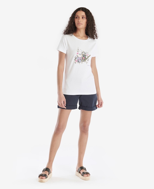 Camiseta Barbour Melrose Mujer Blancas | 846051-ZNB
