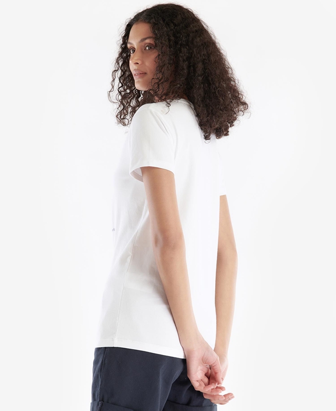 Camiseta Barbour Melrose Mujer Blancas | 846051-ZNB