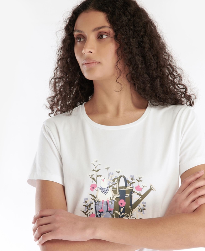 Camiseta Barbour Melrose Mujer Blancas | 846051-ZNB