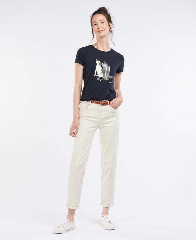 Camiseta Barbour Rowen Mujer Azul Marino | 847062-UOY