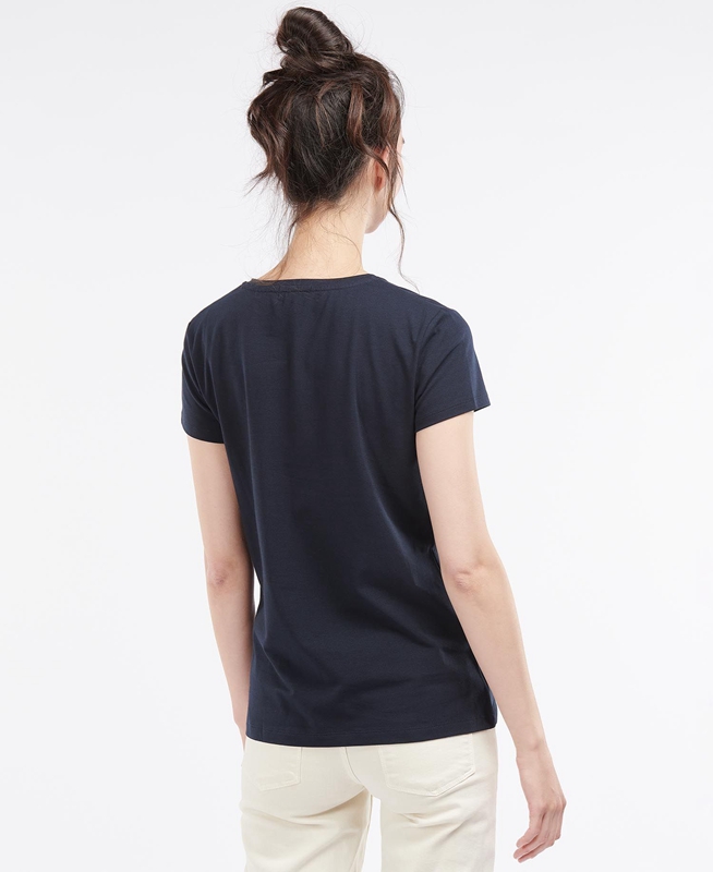 Camiseta Barbour Rowen Mujer Azul Marino | 847062-UOY