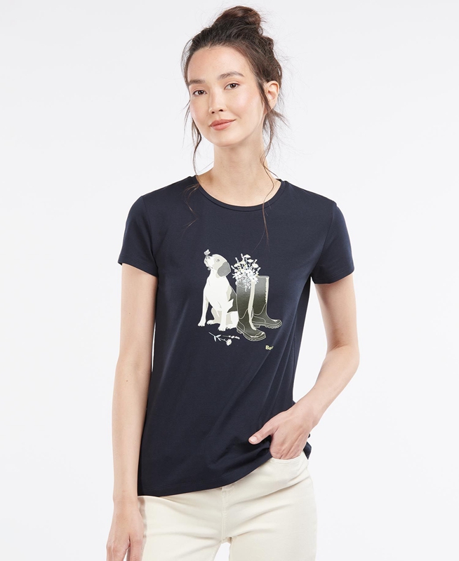 Camiseta Barbour Rowen Mujer Azul Marino | 847062-UOY