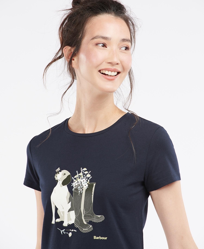 Camiseta Barbour Rowen Mujer Azul Marino | 847062-UOY