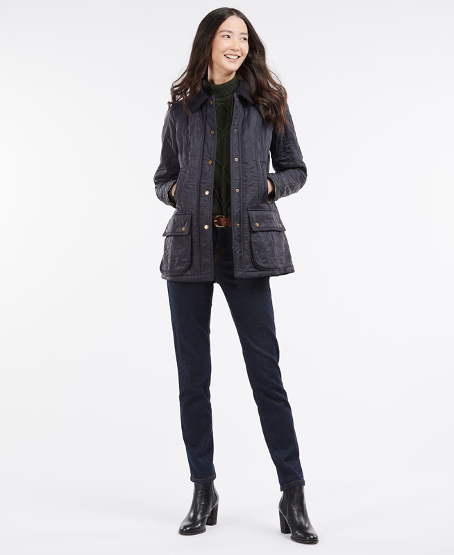 Chaqueta Acolchada Barbour Beadnell Polarquilt Mujer Azul Marino | 609354-NQY