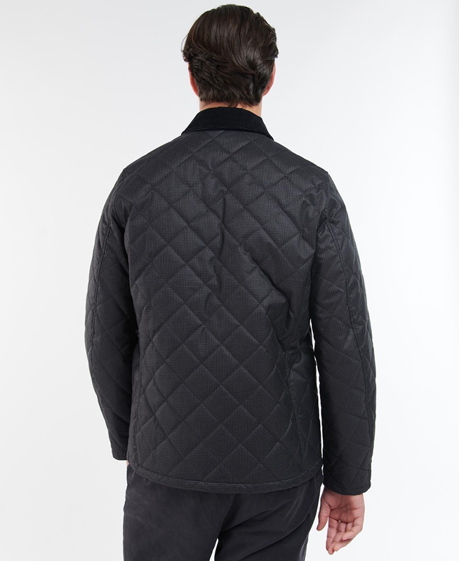 Chaqueta Acolchada Barbour Checked Heron Hombre Negras | 368521-HUV