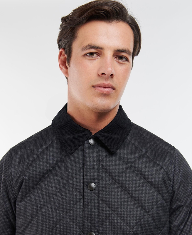 Chaqueta Acolchada Barbour Checked Heron Hombre Negras | 368521-HUV