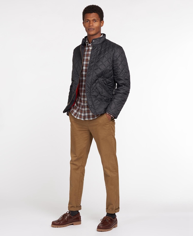 Chaqueta Acolchada Barbour Flyweight Chelsea Hombre Negras | 217834-ULS