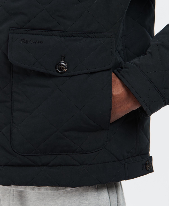 Chaqueta Acolchada Barbour Hitchen Hombre Negras | 736142-ZQI