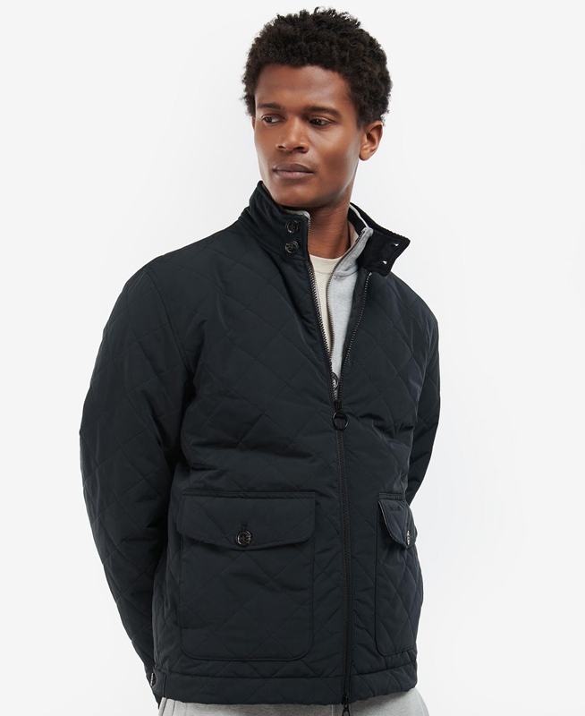 Chaqueta Acolchada Barbour Hitchen Hombre Negras | 736142-ZQI