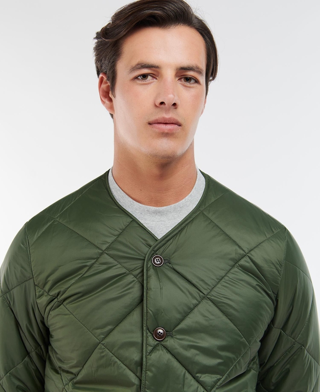 Chaqueta Acolchada Barbour Liddesdale Cardigan Hombre Verde Oliva | 170623-OPK
