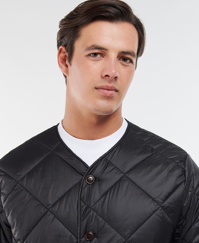 Chaqueta Acolchada Barbour Liddesdale Cardigan Hombre Negras | 431068-PEQ
