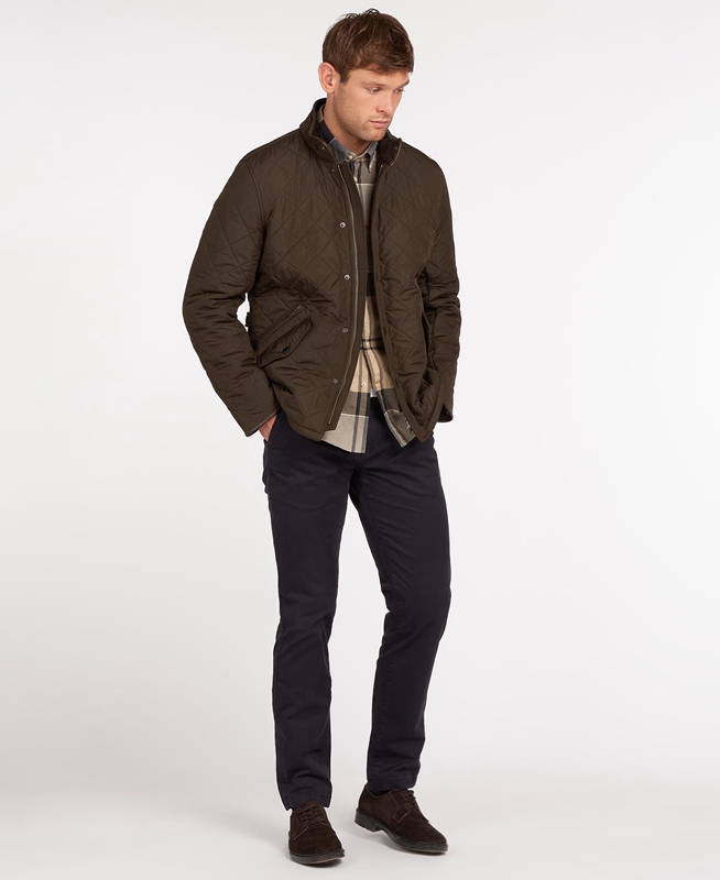 Chaqueta Acolchada Barbour Powell Hombre Verde Oliva | 084163-IDM