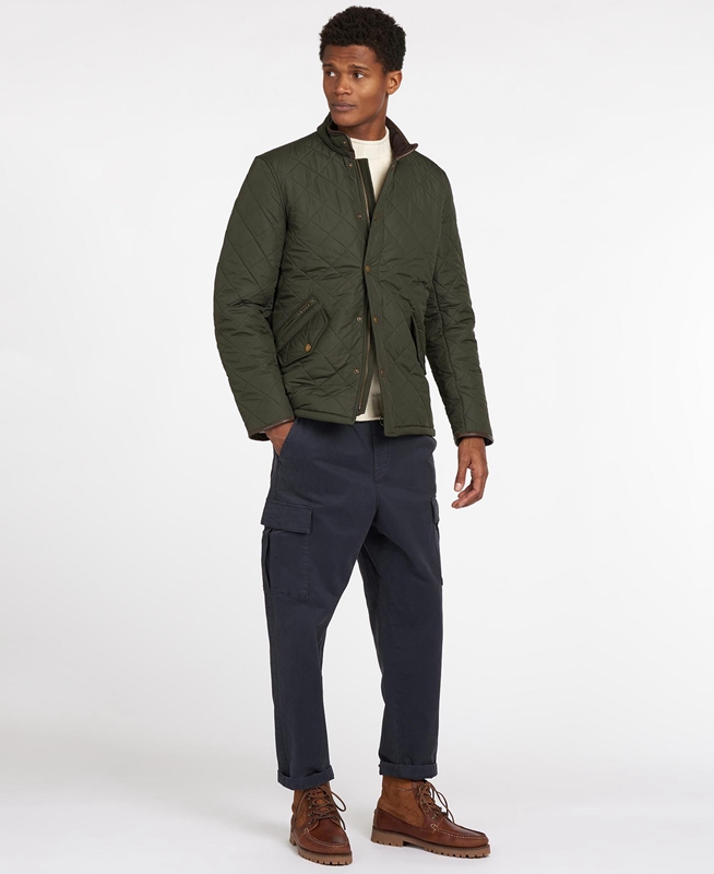 Chaqueta Acolchada Barbour Powell Hombre Verde Oliva | 128695-GIL
