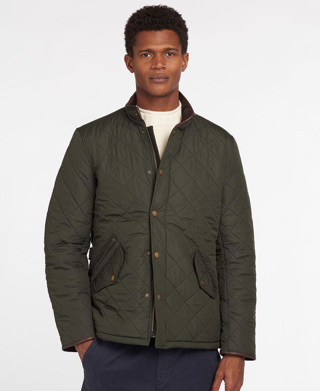 Chaqueta Acolchada Barbour Powell Hombre Verde Oliva | 128695-GIL