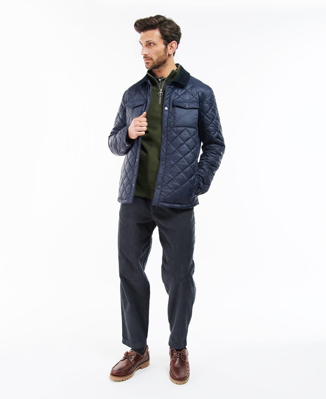 Chaqueta Acolchada Barbour Shirt Hombre Azul Marino | 068291-YOI