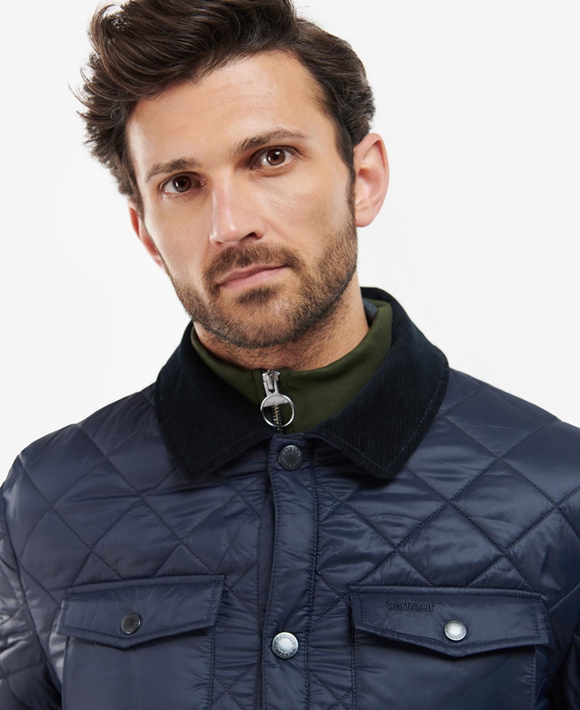 Chaqueta Acolchada Barbour Shirt Hombre Azul Marino | 068291-YOI