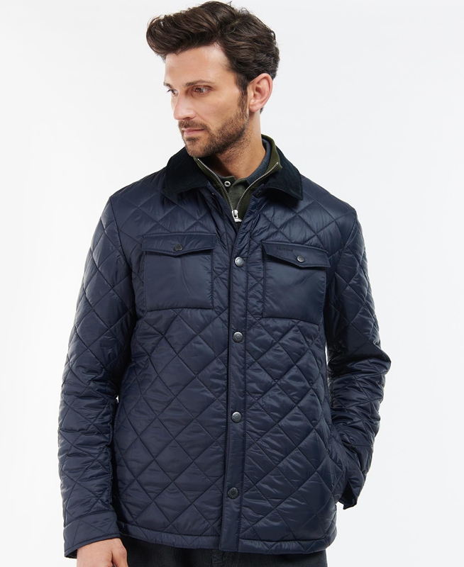 Chaqueta Acolchada Barbour Shirt Hombre Azul Marino | 068291-YOI
