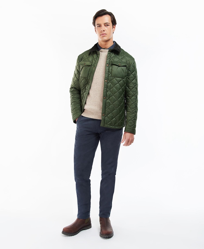 Chaqueta Acolchada Barbour Shirt Hombre Verde | 865791-BPX