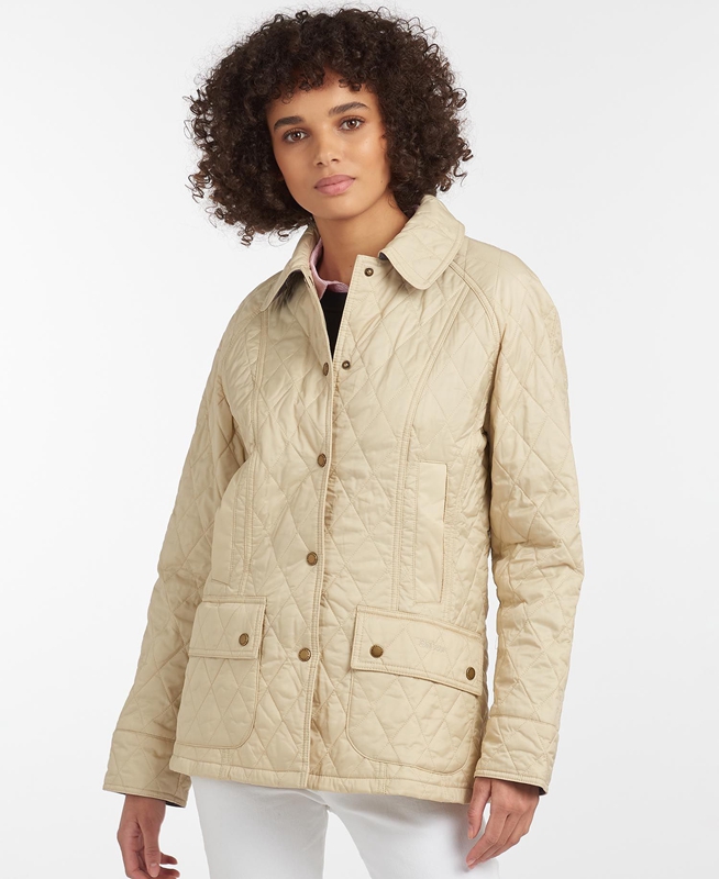 Chaqueta Acolchada Barbour Summer Beadnell Mujer Creme | 205478-MBZ
