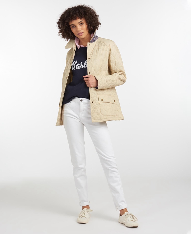 Chaqueta Acolchada Barbour Summer Beadnell Mujer Creme | 205478-MBZ