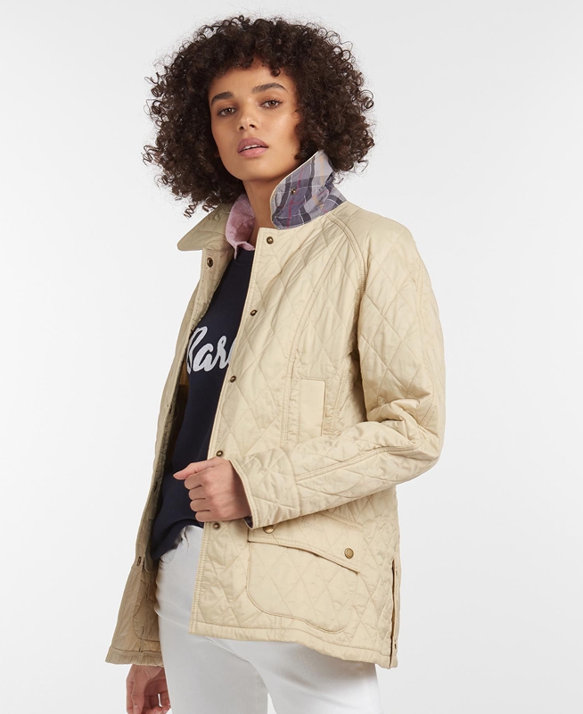Chaqueta Acolchada Barbour Summer Beadnell Mujer Creme | 205478-MBZ